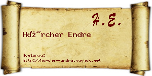 Hörcher Endre névjegykártya